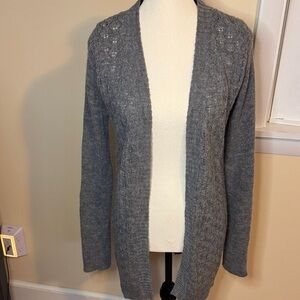 Lineamagila grey cardigan wool/alpaca blend medium open front knit design